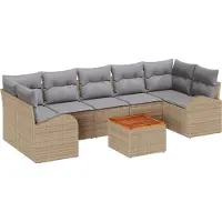 vidaXL Gartensofa-set 8 Stk. Beige und Hellgrau Poly-Rattan