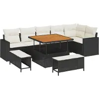 vidaXL Gartensofa-set 11 stk. 9-Sitzanzahl Schwarz und Creme