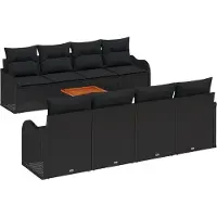 vidaXL Gartensofa-set mit Kissen 9 pcs Schwarz Poly-Rattan
