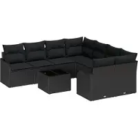 vidaXL Gartensofa-set 9 stk. 8-Sitzanzahl Schwarz Poly-Rattan