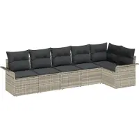 vidaXL Gartensofa-set 6 stk. Hellgrau Poly-Rattan