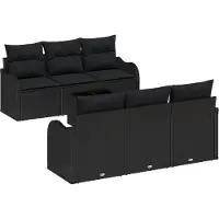 vidaXL Gartensofa-set 7 stk. 6-Sitzanzahl Schwarz