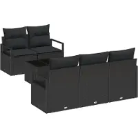 vidaXL Gartensofa-set 6 stk. 5-Sitzanzahl Schwarz Poly-Rattan