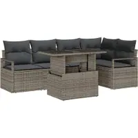 vidaXL Gartensofa-set 6 stk. Grau Poly Rattan