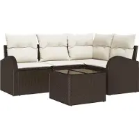 vidaXL Gartensofa-set 5 stk. Braun und Weiß Poly-Rattan