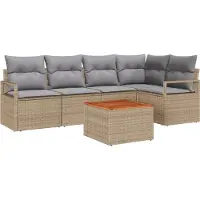vidaXL Gartensofa-set mit Kissen 6 pcs Beige Poly-Rattan