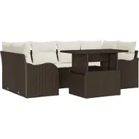 vidaXL Gartensofa-set 7 Stk. Braun und Creme Poly-Rattan