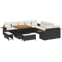 vidaXL Gartensofa-set 17 stk. 12-Sitzanzahl Schwarz und Creme