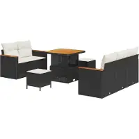 vidaXL Gartensofa-set 10 stk. 7-Sitzanzahl Schwarz und Creme