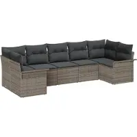 vidaXL Garten-Sofa-Set 7 stk. Grau Poly Rattan