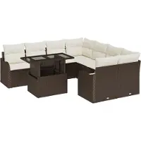 vidaXL Gartensofa-set 9 stk. 8-Sitzanzahl Braun Polyrattan