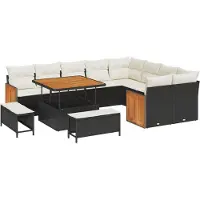 vidaXL Gartensofa-set 13 stk. 11-Sitzanzahl Schwarz und Creme