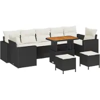 vidaXL Gartensofa-set mit Kissen 13 pcs Beige und Creme Poly-Rattan