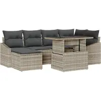 vidaXL Garten-Sofa-Set 7 stk. Hellgrau und Dunkelgrau