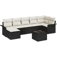 vidaXL Gartensofa-set mit Speicher 8 pcs Schwarz Poly-Rattan