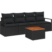 vidaXL Gartensofa-set 5 Stk. Schwarz Poly-Rattan