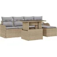 vidaXL Gartensofa-set 6 Stk. Beige [Synthetisch]: Polyrattan