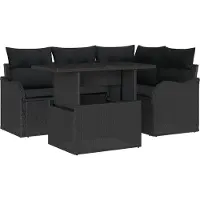 vidaXL Gartensofa-set 5 stk. Schwarz Poly Rattan