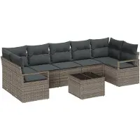 vidaXL Gartensofa-set 8 stk. 7-Sitzanzahl Grau Poly-Rattan