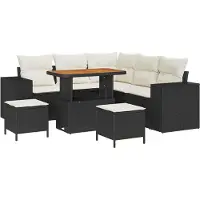 vidaXL Gartensofa-set 8 stk. 7-Sitzanzahl Schwarz und Creme