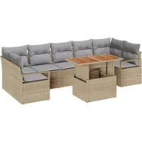 vidaXL Garten-Sofa-Set 8 stk. 7-Sitzanzahl Beige und Grau