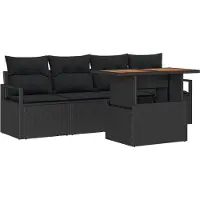 vidaXL Garten-Sofa-Set 5 stk. Schwarz Poly Rattan