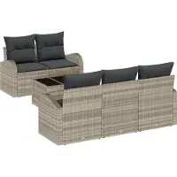 vidaXL Gartensofa-set 6 stk. 5-Sitzanzahl Hellgrau und Dunkelgrau
