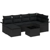 vidaXL Gartensofa-set 7 stk. Schwarz Poly-Rattan