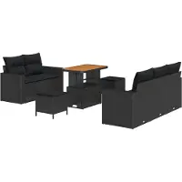 vidaXL Gartensofa-set 8 stk. 5-Sitzanzahl Schwarz Poly-Rattan