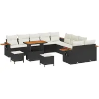 vidaXL Gartensofa-set 17 stk. 10-Sitzanzahl Schwarz und Creme