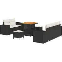 vidaXL Gartensofa-set 8 stk. 8-Sitzanzahl Schwarz und Creme