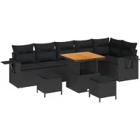 vidaXL Gartensofa-set mit Kissen 11 pcs Schwarz Poly-Rattan