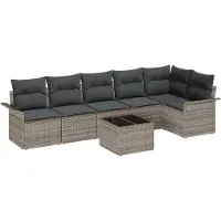 vidaXL Gartensofa-set 7 stk. Grau Poly-Rattan
