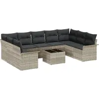 vidaXL Gartensofa-set 10 stk. Grau Poly-Rattan