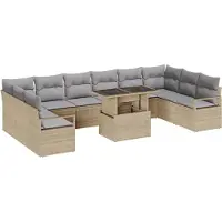 vidaXL Gartensofa-set 11 stk. 10-Sitzanzahl Beige und Hellgrau
