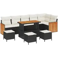 vidaXL Gartensofa-set 11 stk. 9-Sitzanzahl Schwarz und Creme