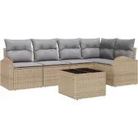 vidaXL Gartensofa-set 6 Stk. Beige und hellgrau Poly-Rattan