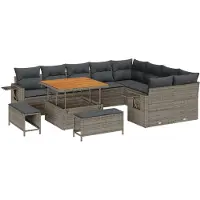 vidaXL Gartensofa-set 12 stk. 11-Sitzanzahl Grau Poly-Rattan