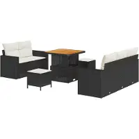 vidaXL Gartensofa-set 8 stk. 5-Sitzanzahl Schwarz und Creme