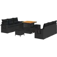 vidaXL Gartensofa-set 9 stk. 6-Sitzanzahl Schwarz Poly-Rattan
