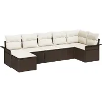 vidaXL Gartensofa-set 7 Stk. Braun Poly-Rattan
