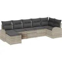 vidaXL Sofa Set 7 Stk. Hellgrau Poly-Rattan