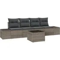 vidaXL Sofa Set 5 Stk. Grau [Synthetisch]: Poly Rattan