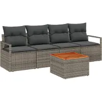 vidaXL Gartensofa-set mit Kissen 5 pcs Grau Poly-Rattan