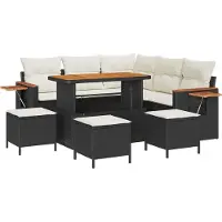vidaXL Gartensofa-set 10 stk. 9-Sitzanzahl Schwarz und Creme