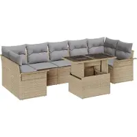 vidaXL Gartensofa-set 8 Stk. Beige [Synthetisch]: Poly Rattan
