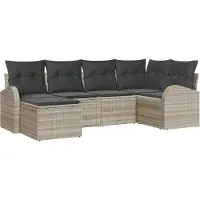 vidaXL Sofa Set 6 stk. Hellgrau Poly-Rattan
