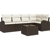 vidaXL Gartensofa-set 6 Stk. Braun und Weiß Poly-Rattan
