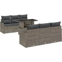 vidaXL Gartensofa-set 7 stk. 6-Sitzanzahl Grau Poly Rattan