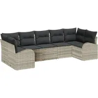 vidaXL Gartensofa-set mit Kissen 7 pcs Hellgrau Poly-Rattan